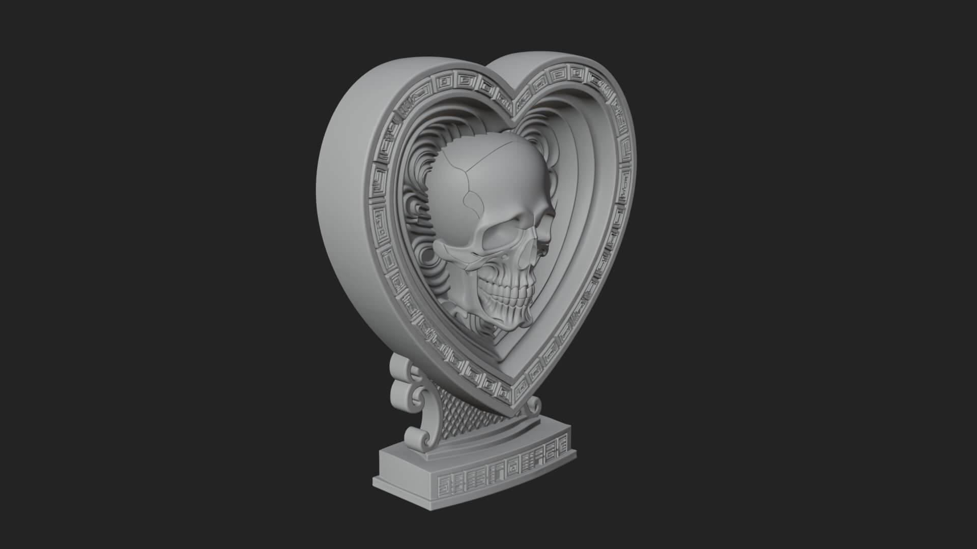 Ornate Framed Heart Plaque Design 150 3D Print Model 3D Model
