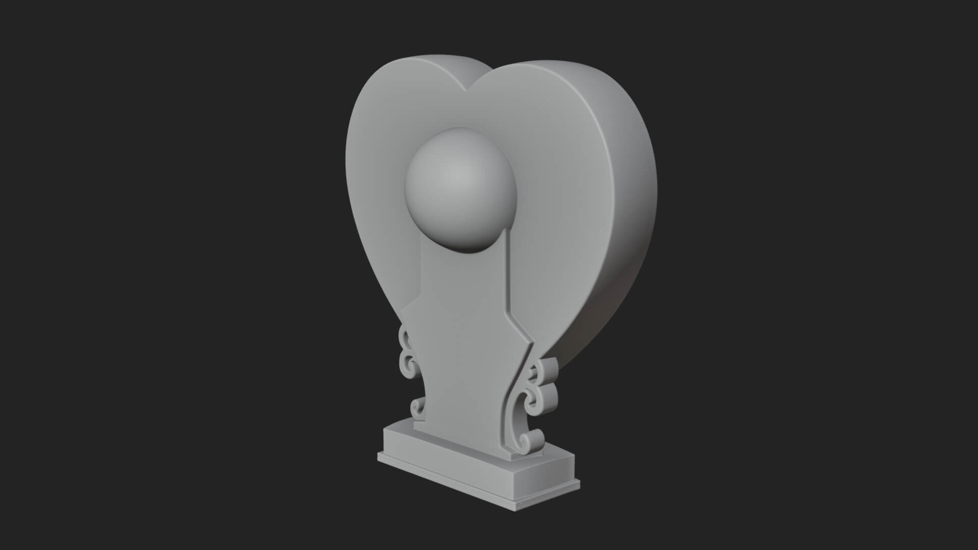 Ornate Framed Heart Plaque Design 150 3D Print Model 3D Model