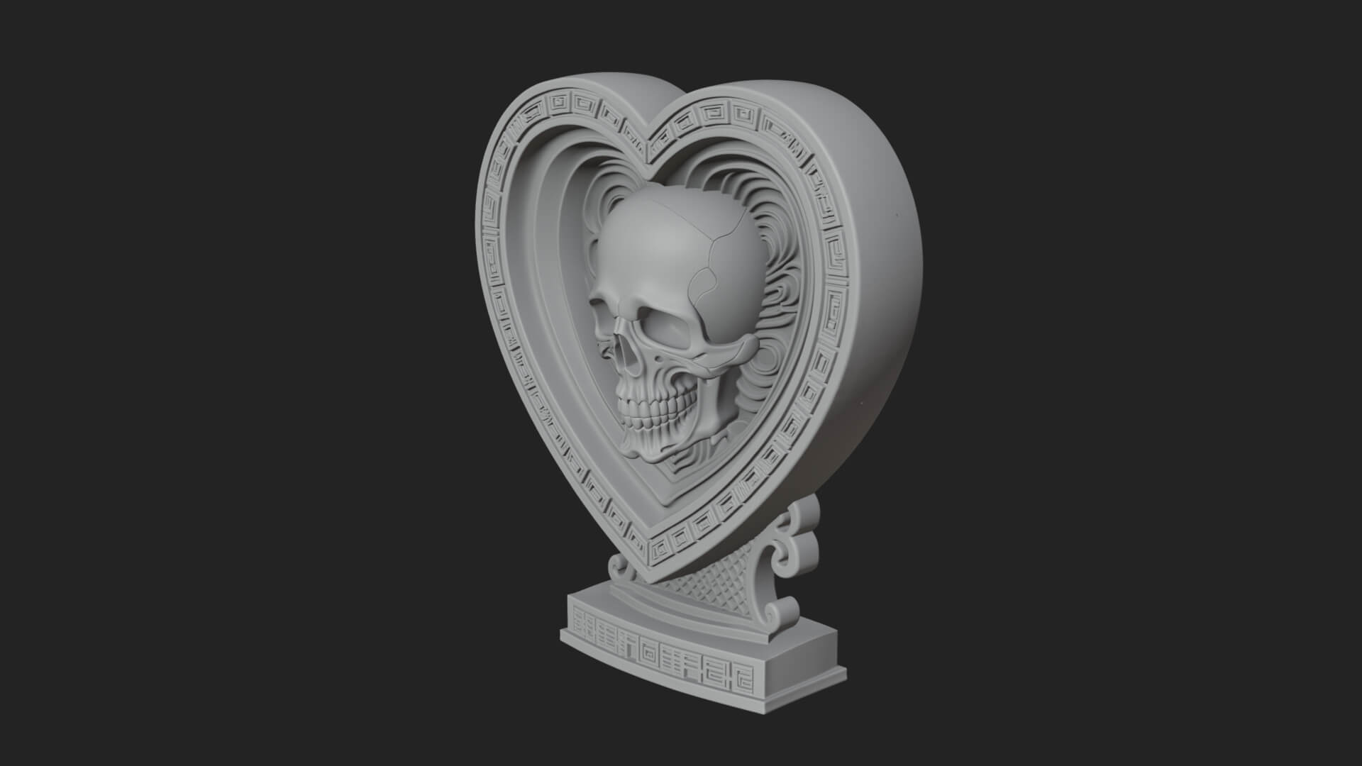 Ornate Framed Heart Plaque Design 150 3D Print Model 3D Model