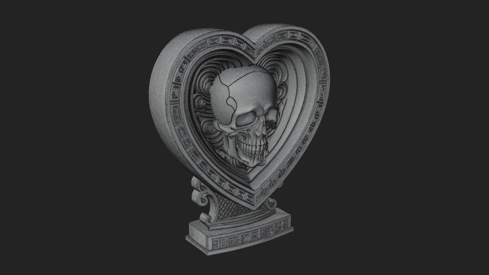 Ornate Framed Heart Plaque Design 150 3D Print Model 3D Model