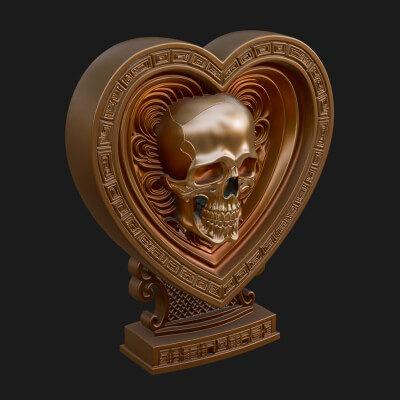 Ornate Framed Heart Plaque Design 150 3D Print Model
