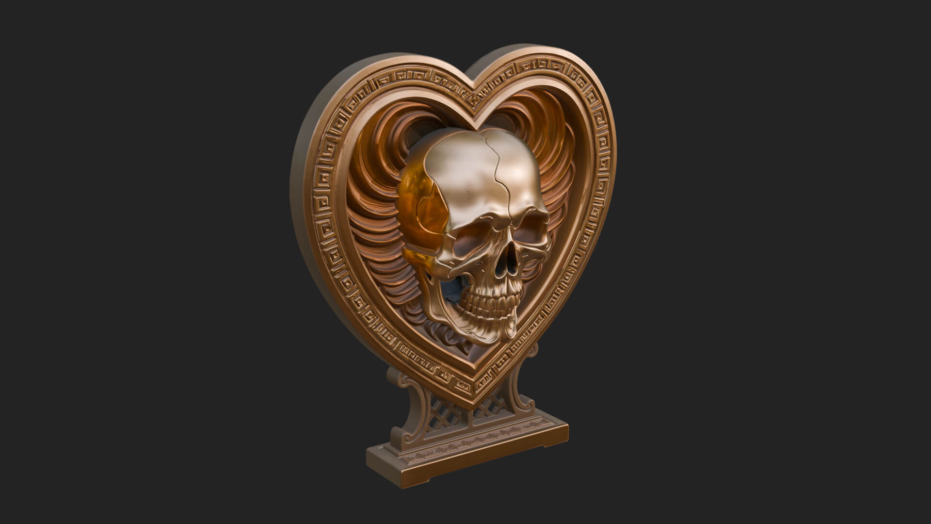 Ornate Framed Heart Plaque Design 151 3D Print Model 3D Model