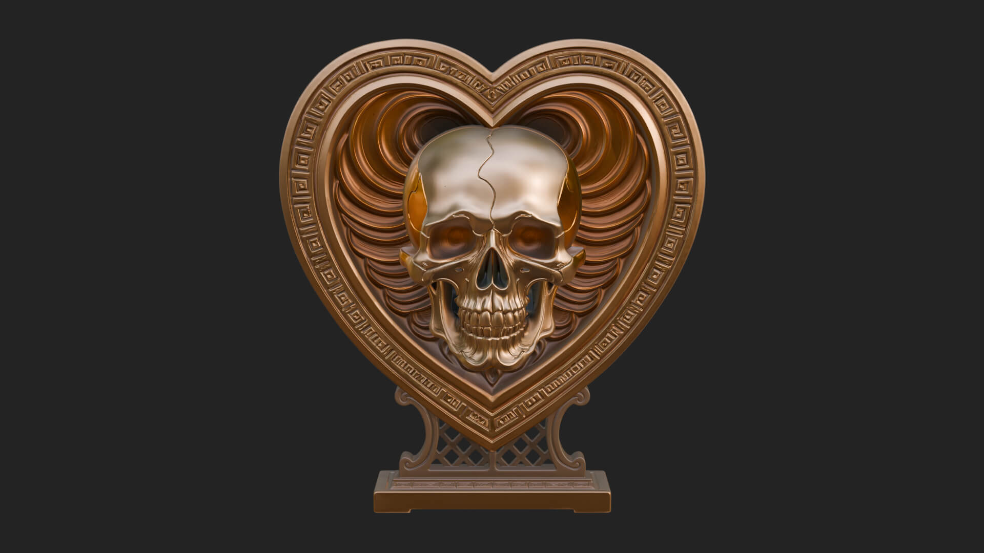 Ornate Framed Heart Plaque Design 151 3D Print Model 3D Model