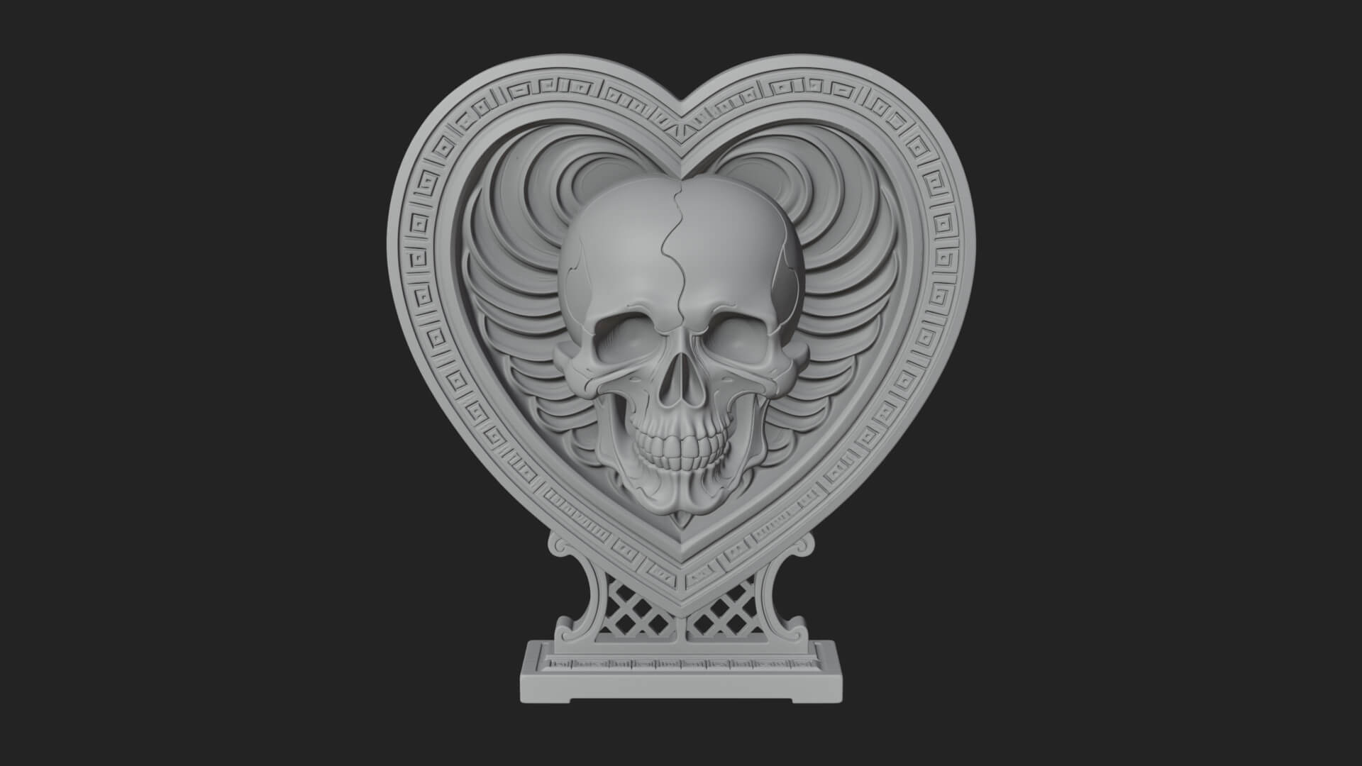 Ornate Framed Heart Plaque Design 151 3D Print Model 3D Model
