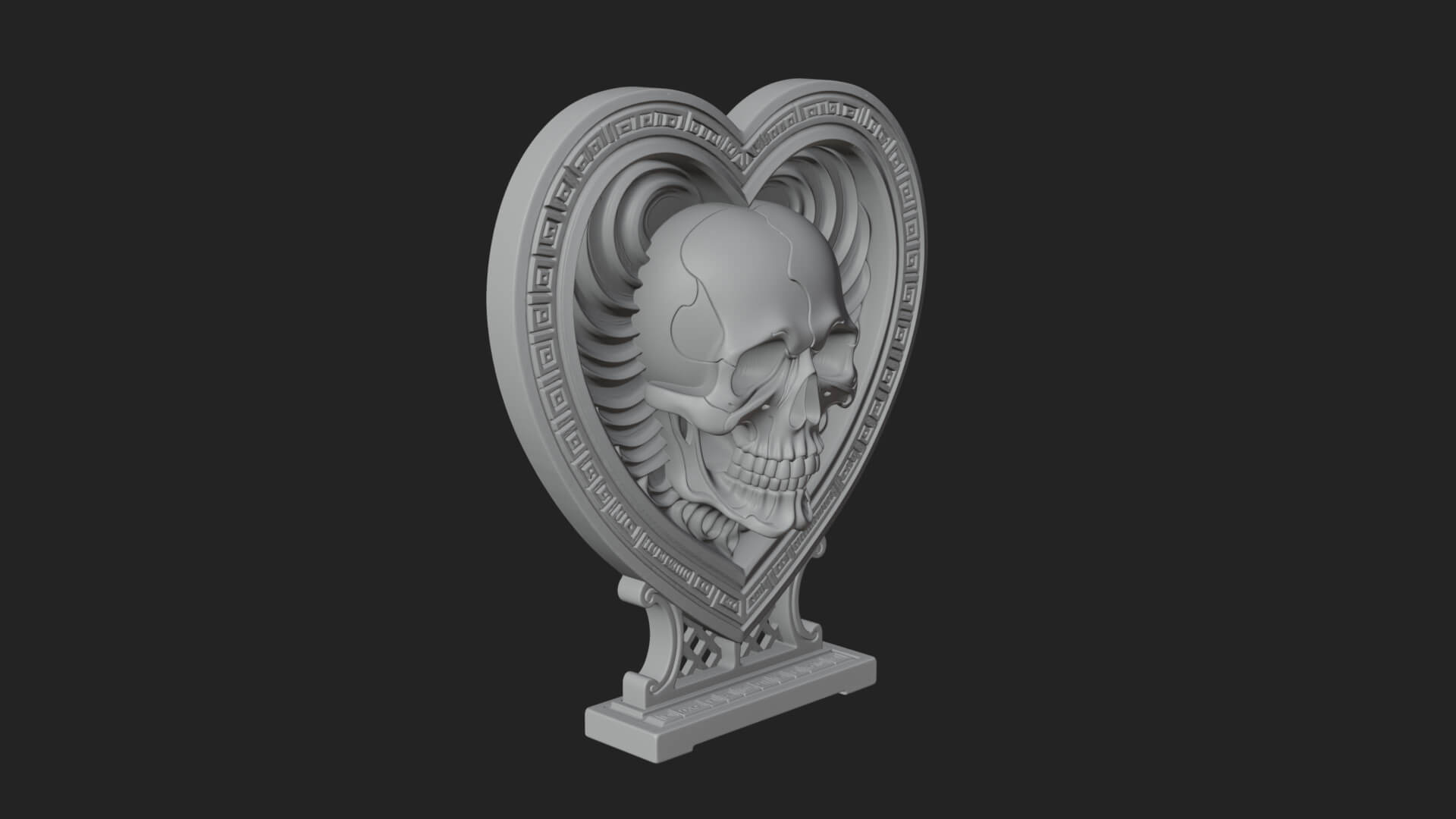 Ornate Framed Heart Plaque Design 151 3D Print Model 3D Model