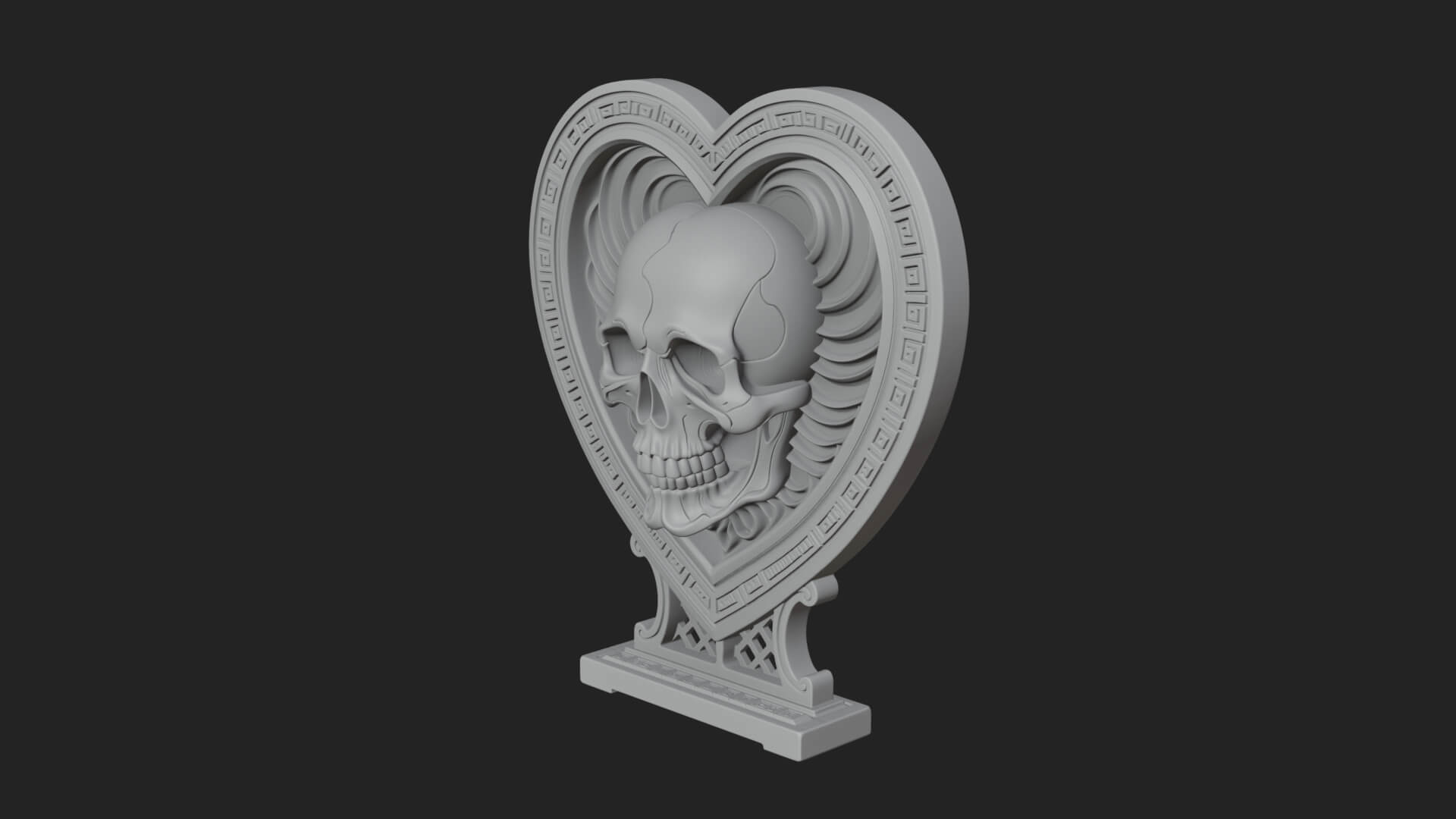 Ornate Framed Heart Plaque Design 151 3D Print Model 3D Model