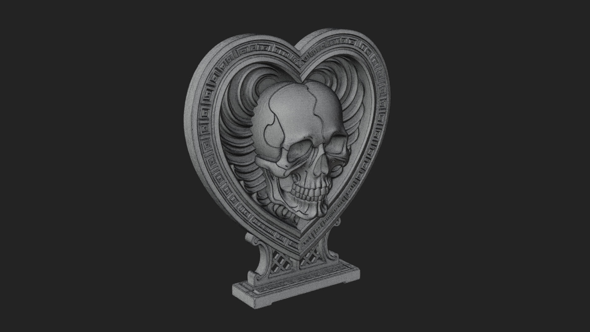 Ornate Framed Heart Plaque Design 151 3D Print Model 3D Model