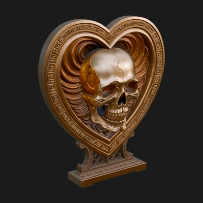 Ornate Framed Heart Plaque Design 151 3D Print Model