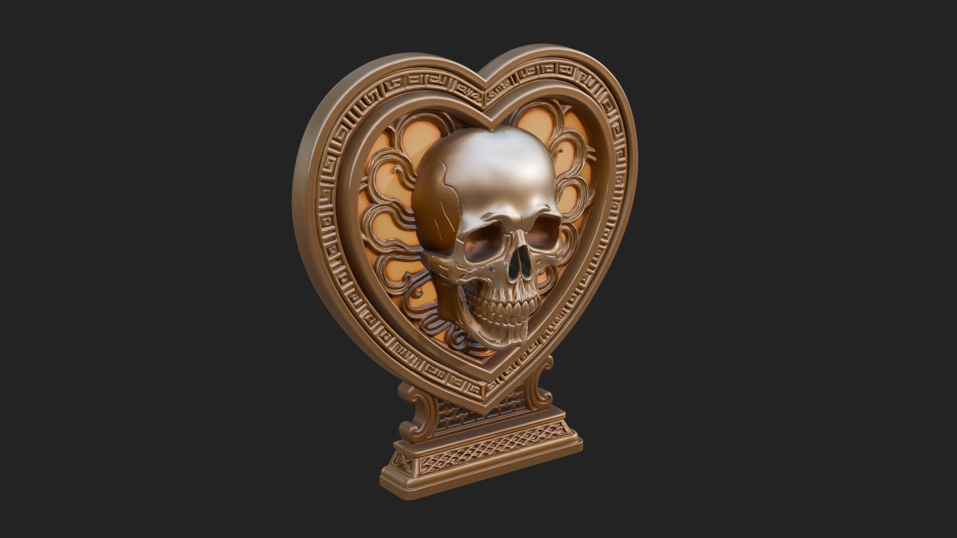 Ornate Framed Heart Plaque Design 152 3D Print Model 3D Model