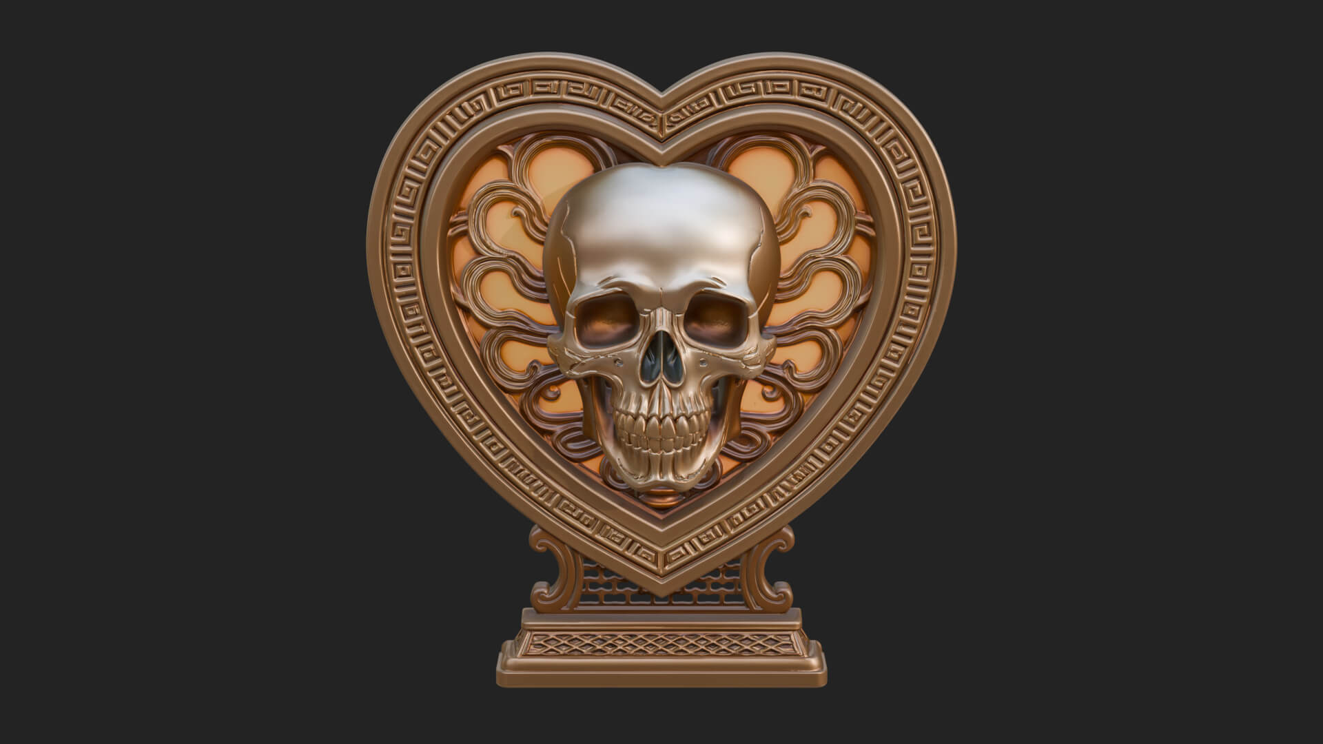 Ornate Framed Heart Plaque Design 152 3D Print Model 3D Model
