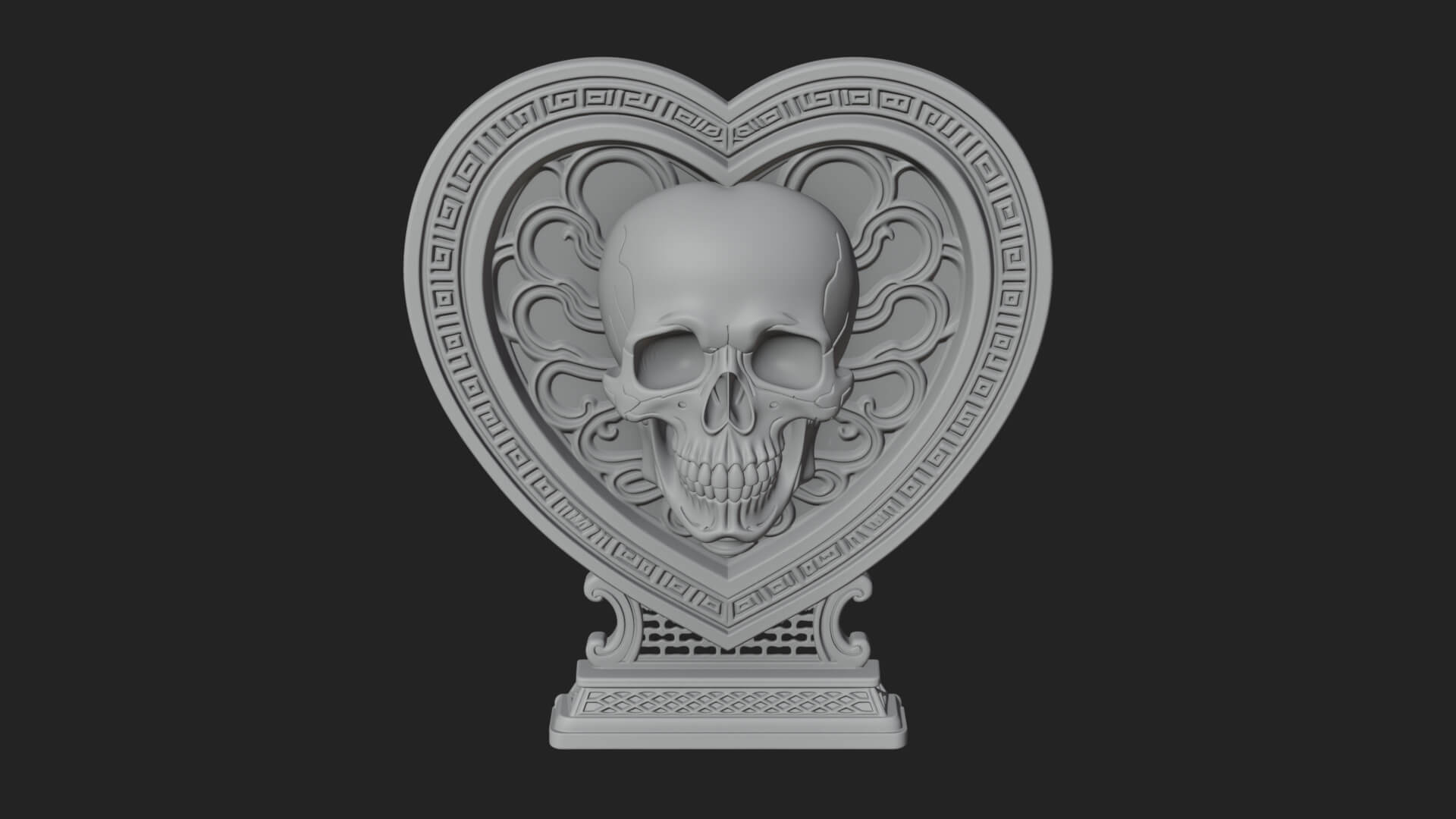 Ornate Framed Heart Plaque Design 152 3D Print Model 3D Model