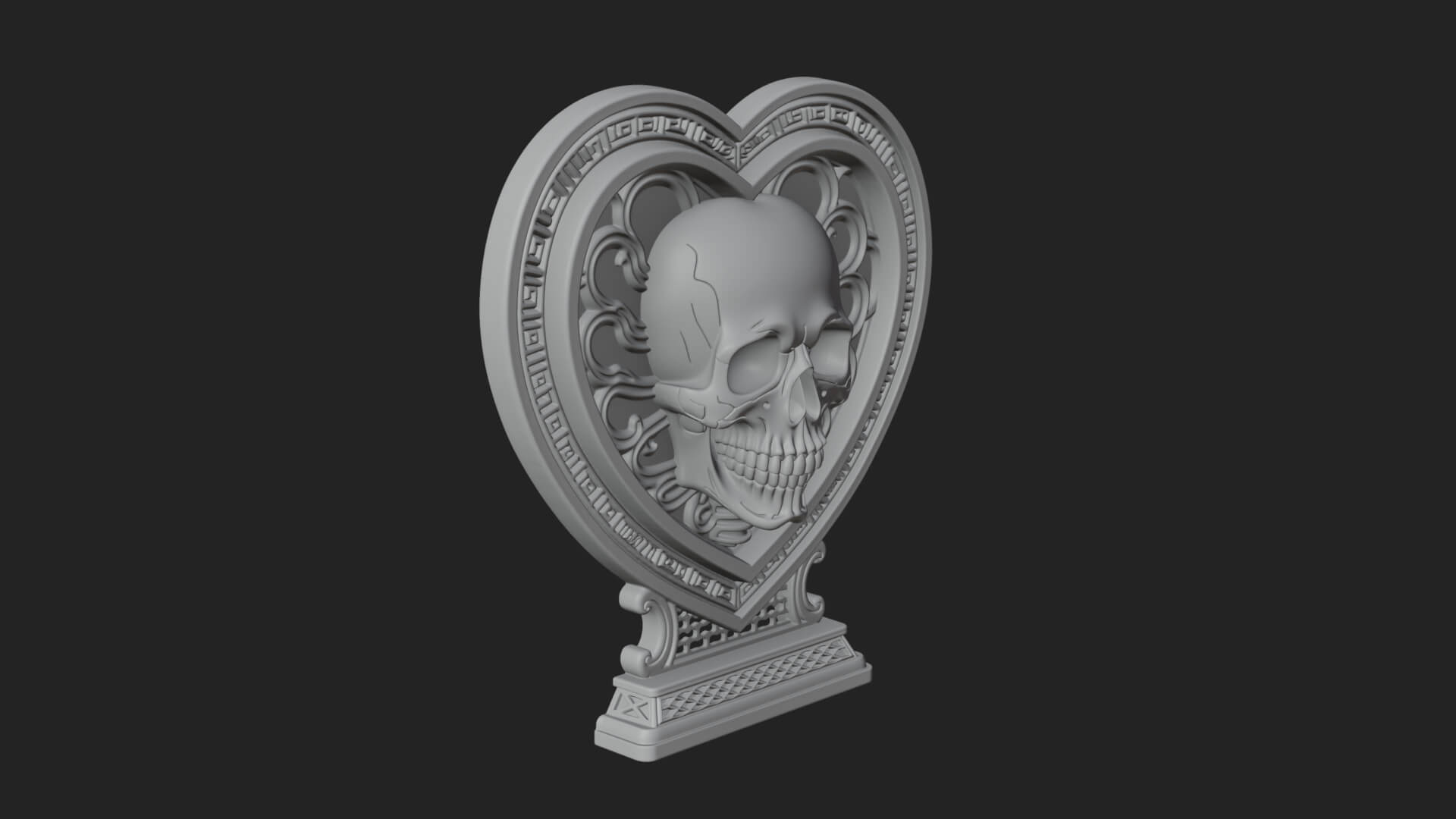 Ornate Framed Heart Plaque Design 152 3D Print Model 3D Model