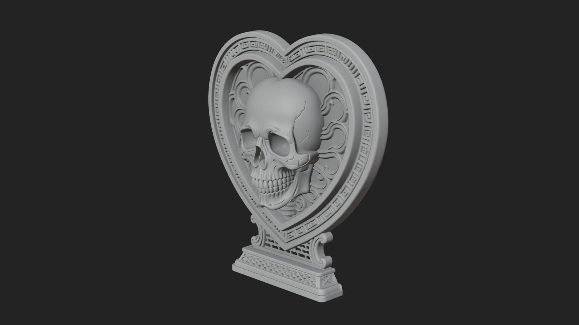 Ornate Framed Heart Plaque Design 152 3D Print Model 3D Model