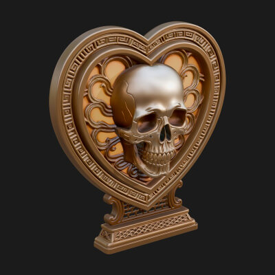 Ornate Framed Heart Plaque Design 152 3D Print Model