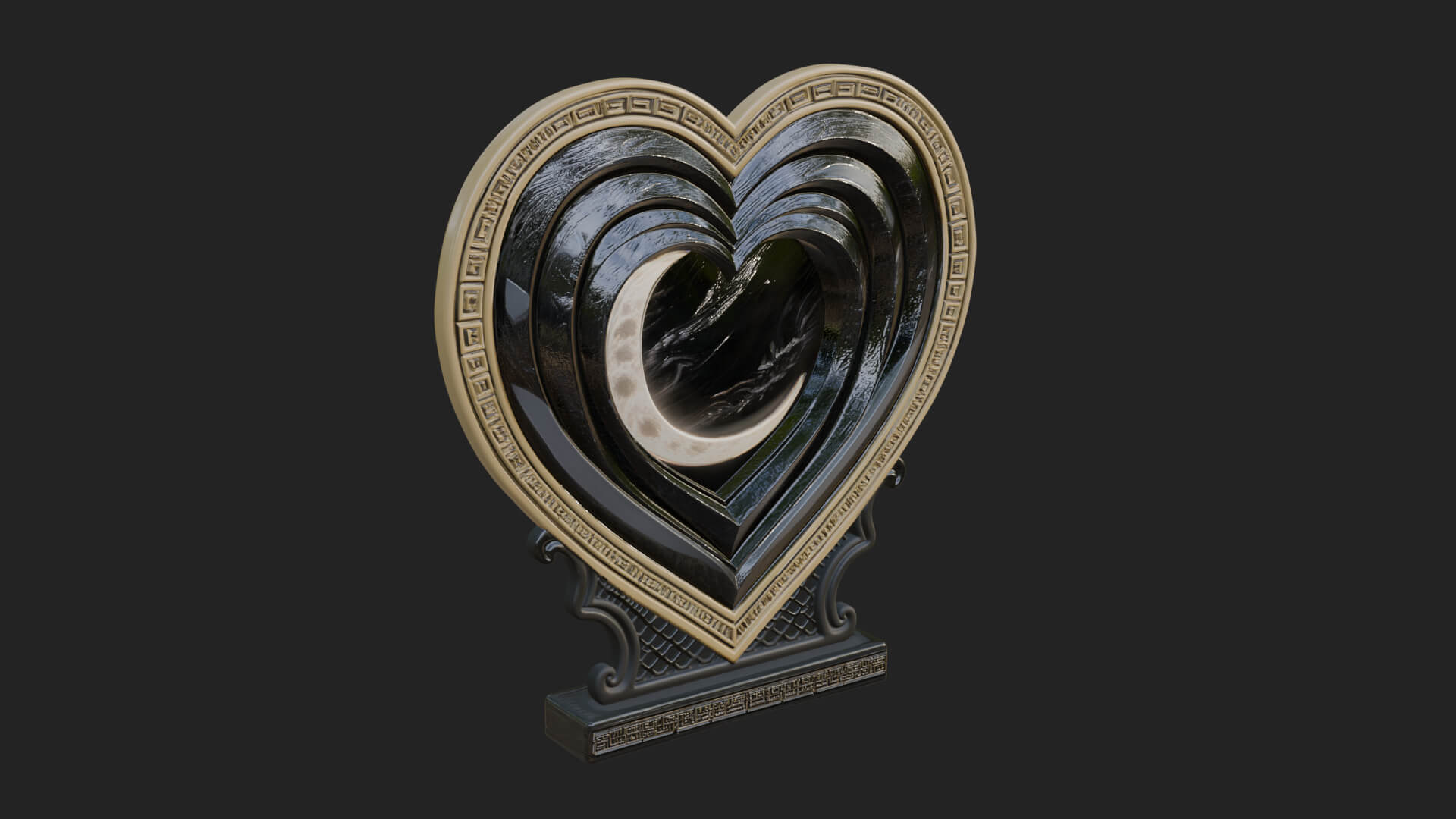 Ornate Framed Heart Plaque Design 153 3D Print Model 3D Model