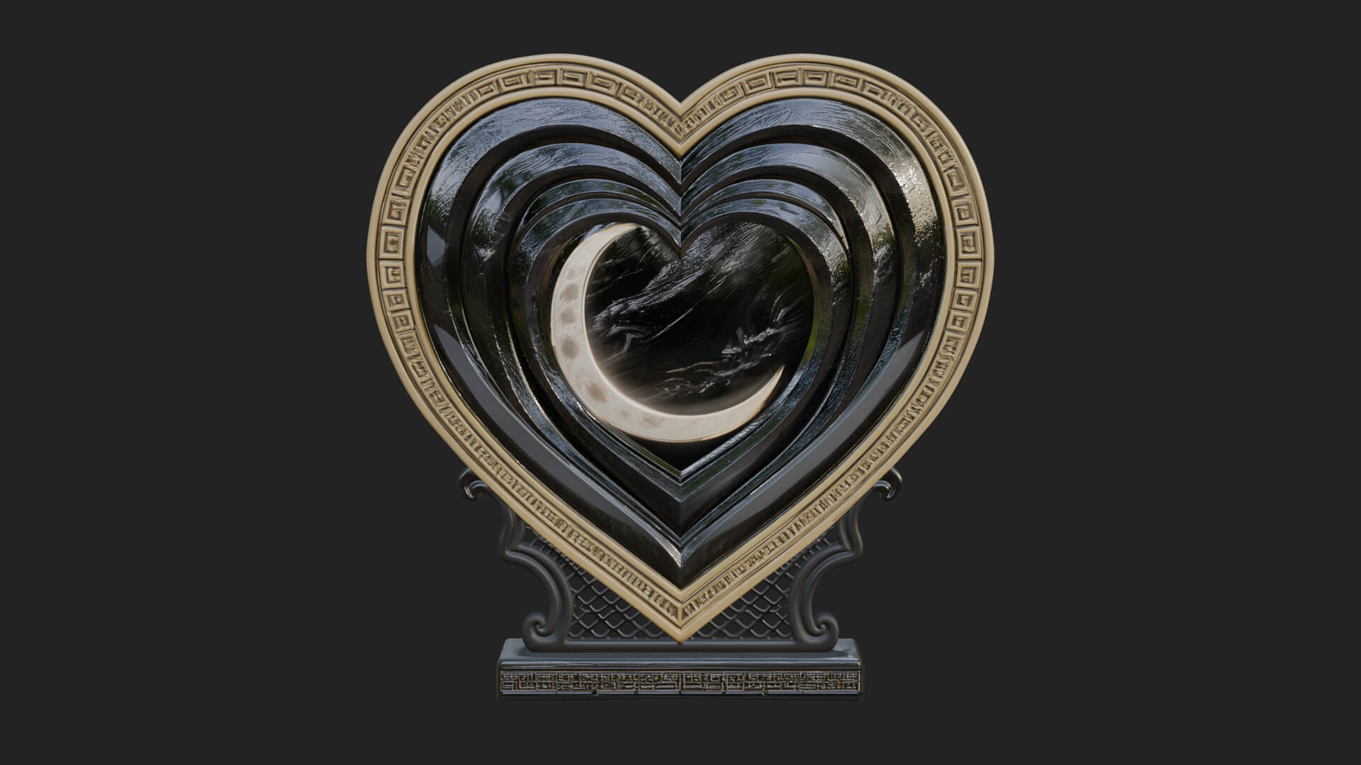 Ornate Framed Heart Plaque Design 153 3D Print Model 3D Model