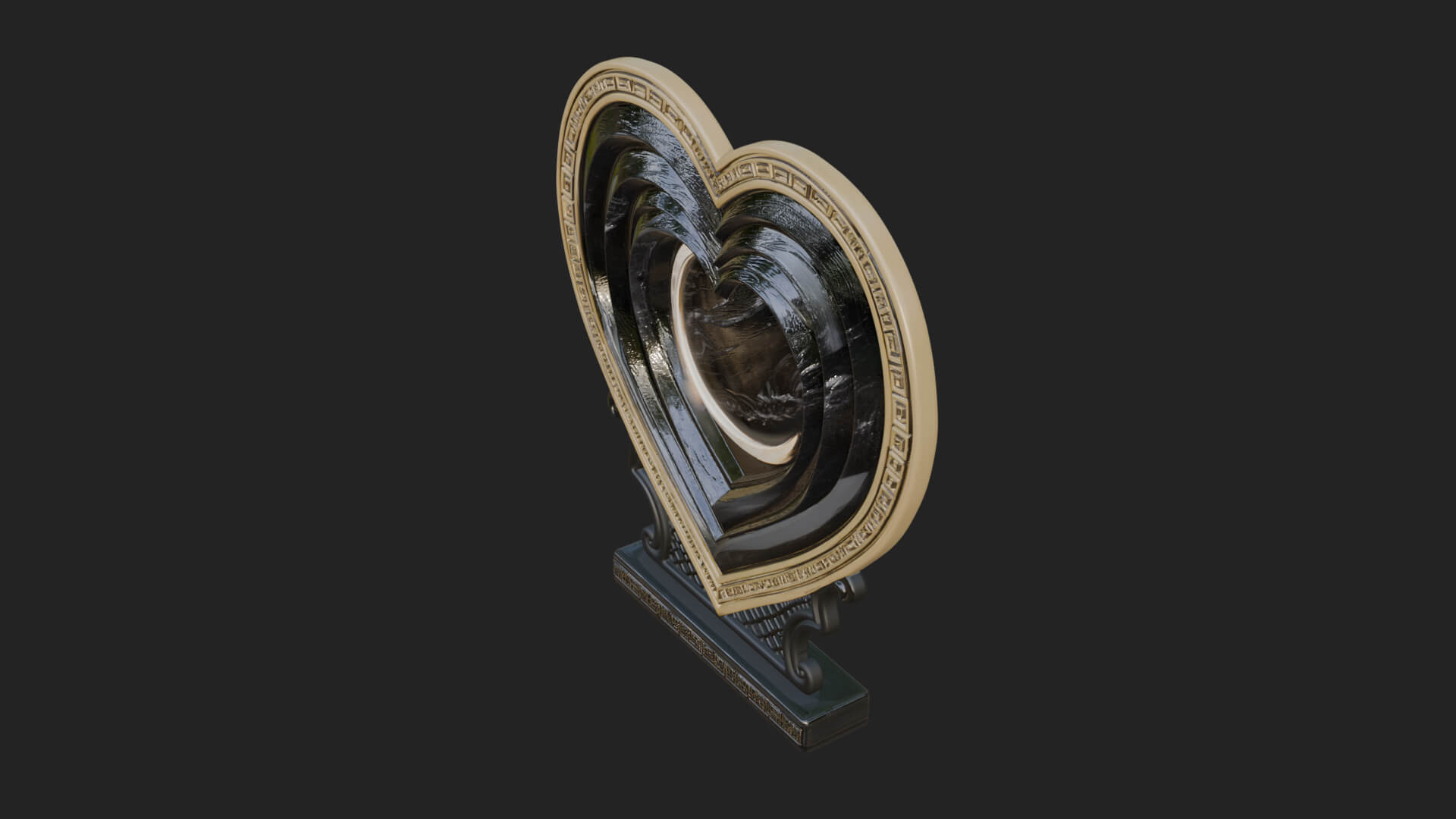 Ornate Framed Heart Plaque Design 153 3D Print Model 3D Model