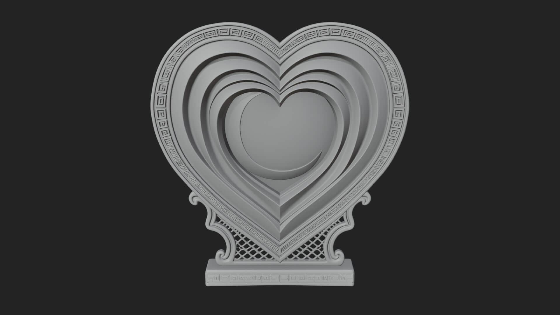 Ornate Framed Heart Plaque Design 153 3D Print Model 3D Model