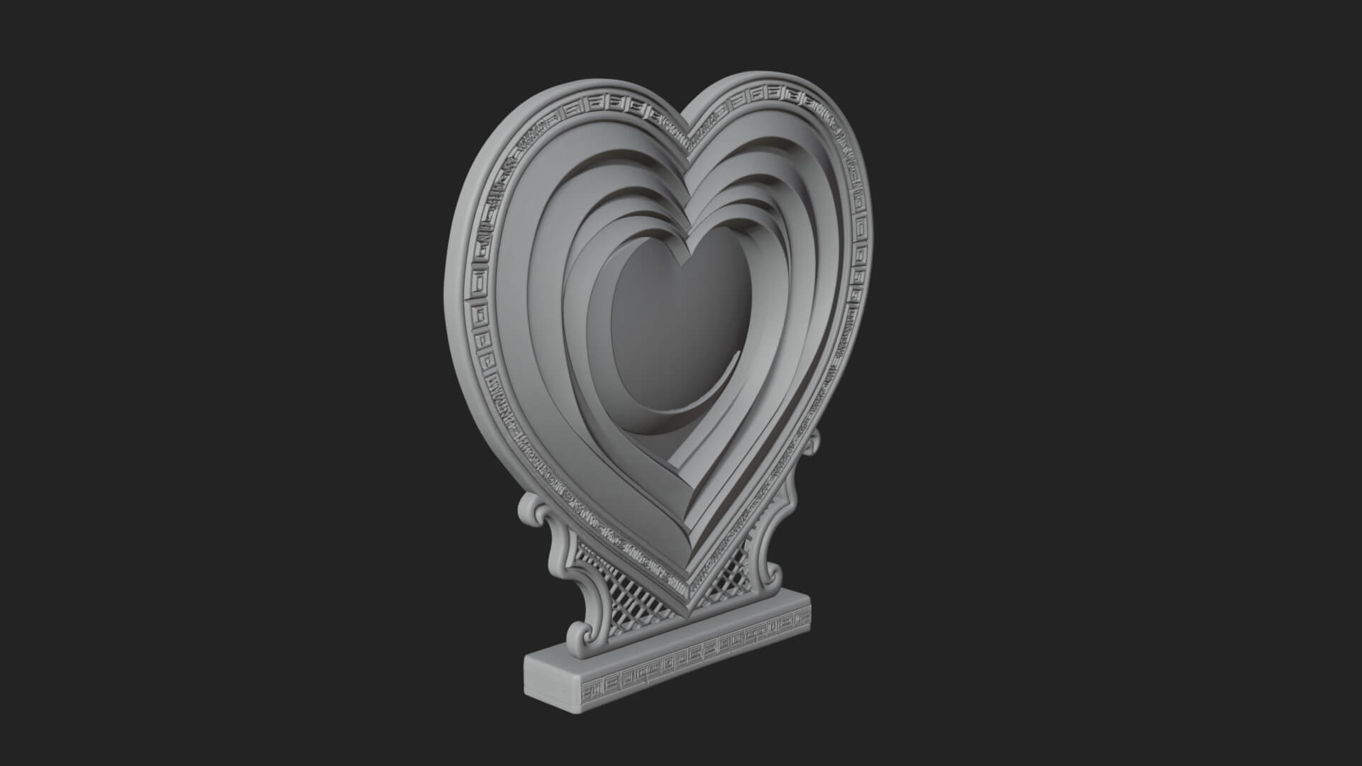 Ornate Framed Heart Plaque Design 153 3D Print Model 3D Model