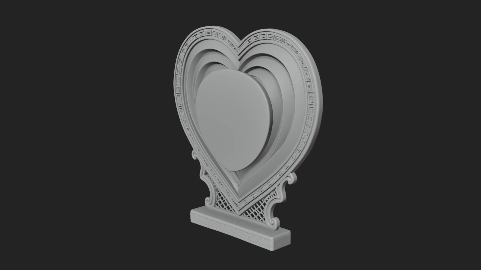 Ornate Framed Heart Plaque Design 153 3D Print Model 3D Model