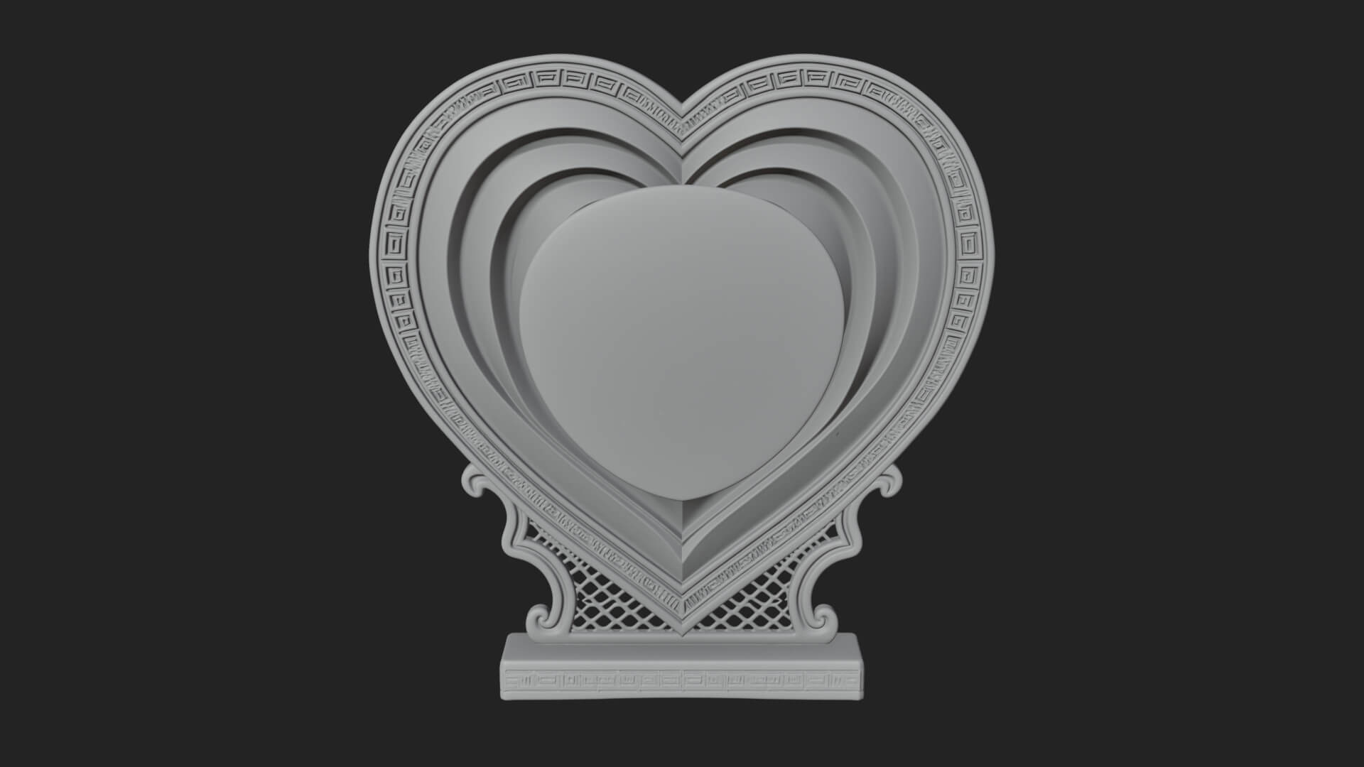 Ornate Framed Heart Plaque Design 153 3D Print Model 3D Model