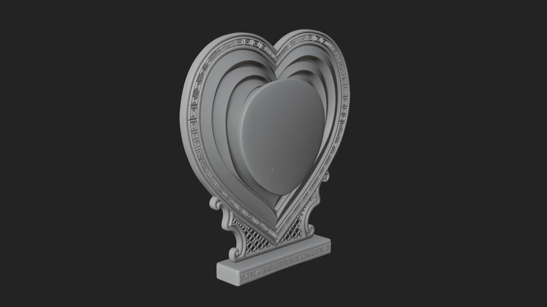 Ornate Framed Heart Plaque Design 153 3D Print Model 3D Model