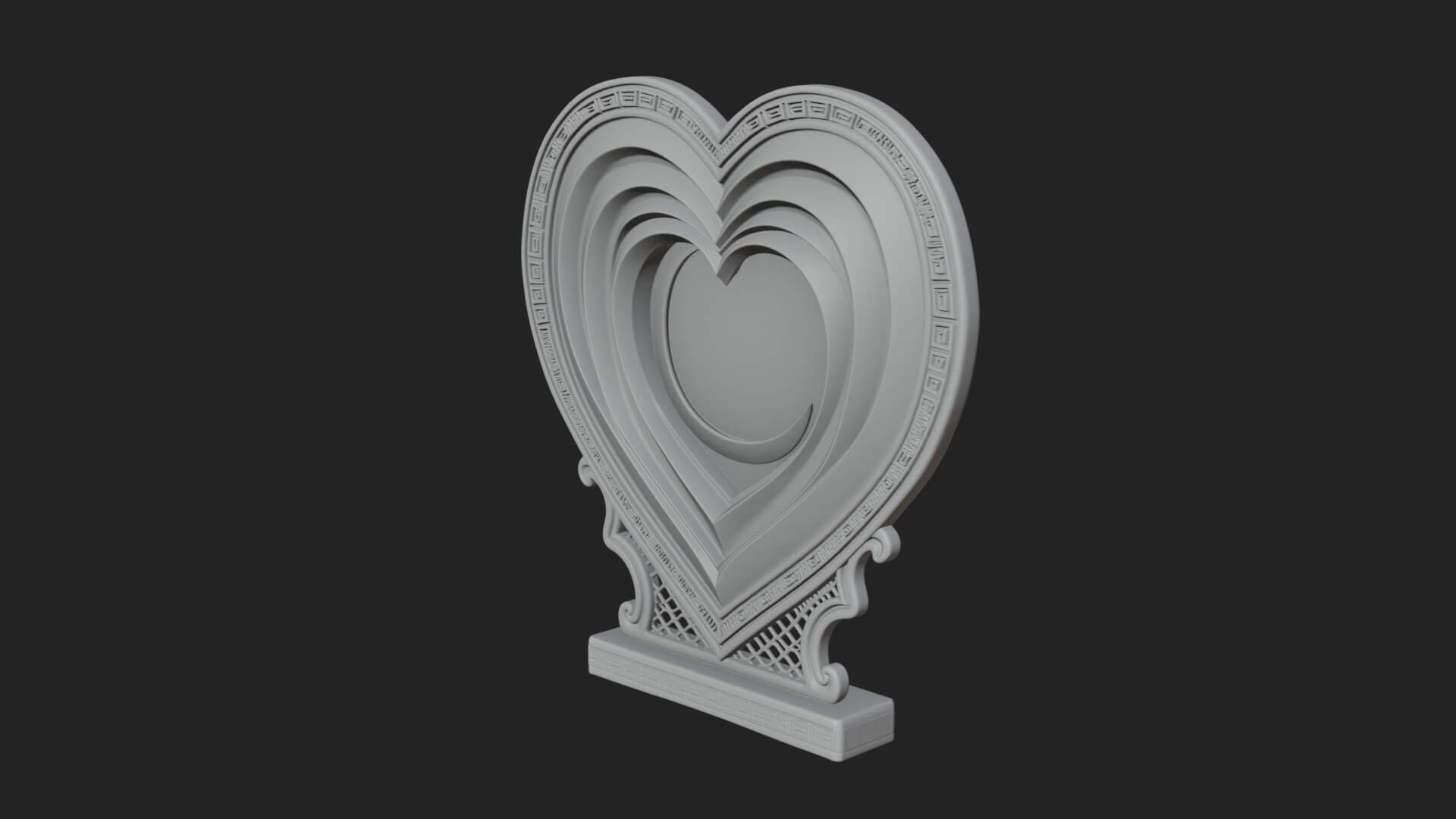 Ornate Framed Heart Plaque Design 153 3D Print Model 3D Model