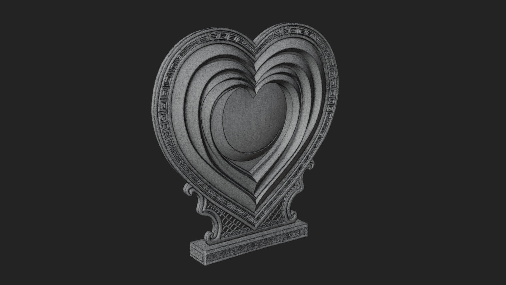 Ornate Framed Heart Plaque Design 153 3D Print Model 3D Model