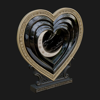 Ornate Framed Heart Plaque Design 153 3D Print Model