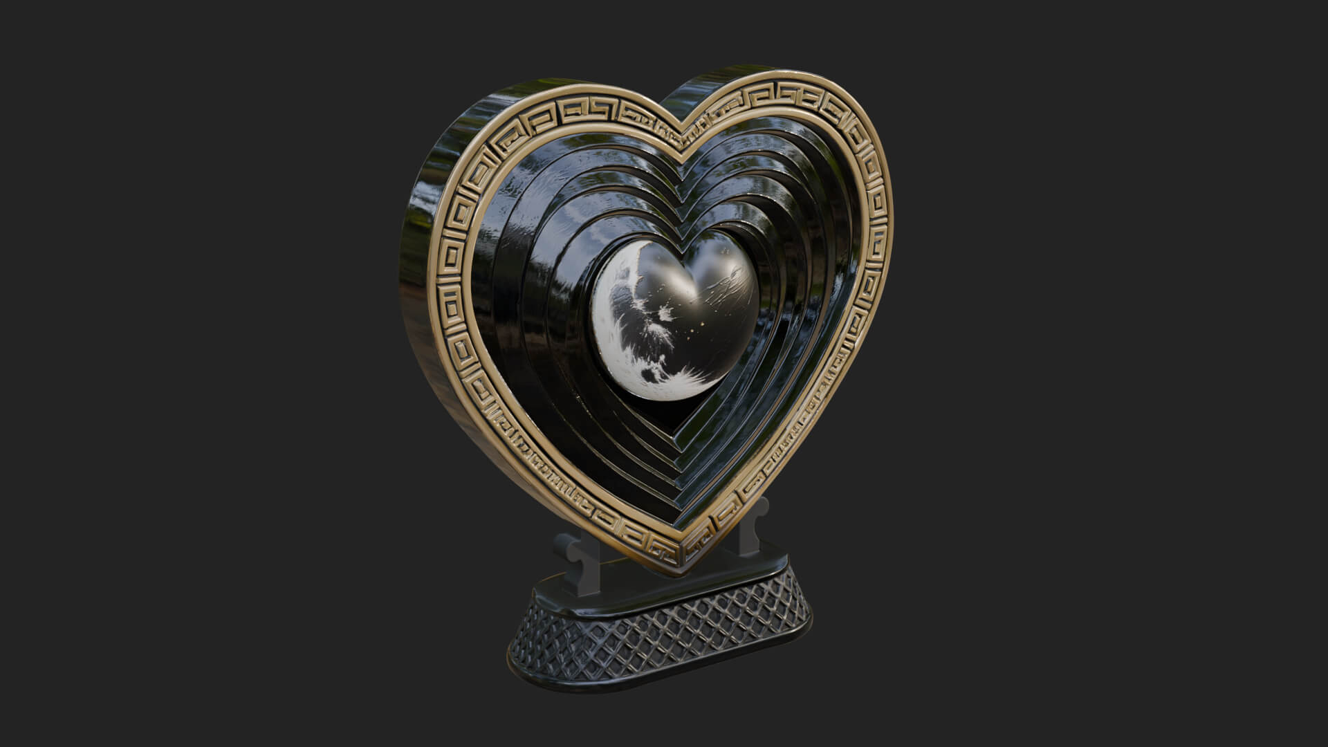 Ornate Framed Heart Plaque Design 154 3D Print Model 3D Model