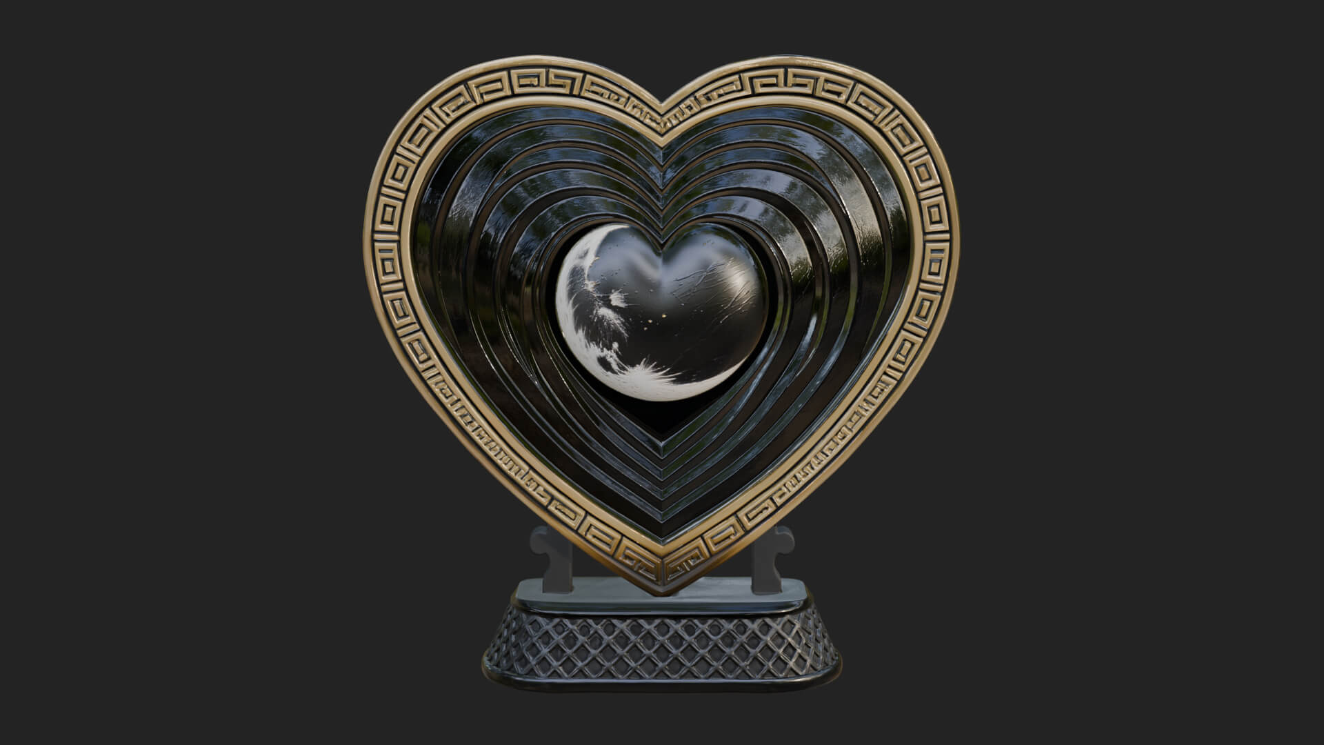 Ornate Framed Heart Plaque Design 154 3D Print Model 3D Model
