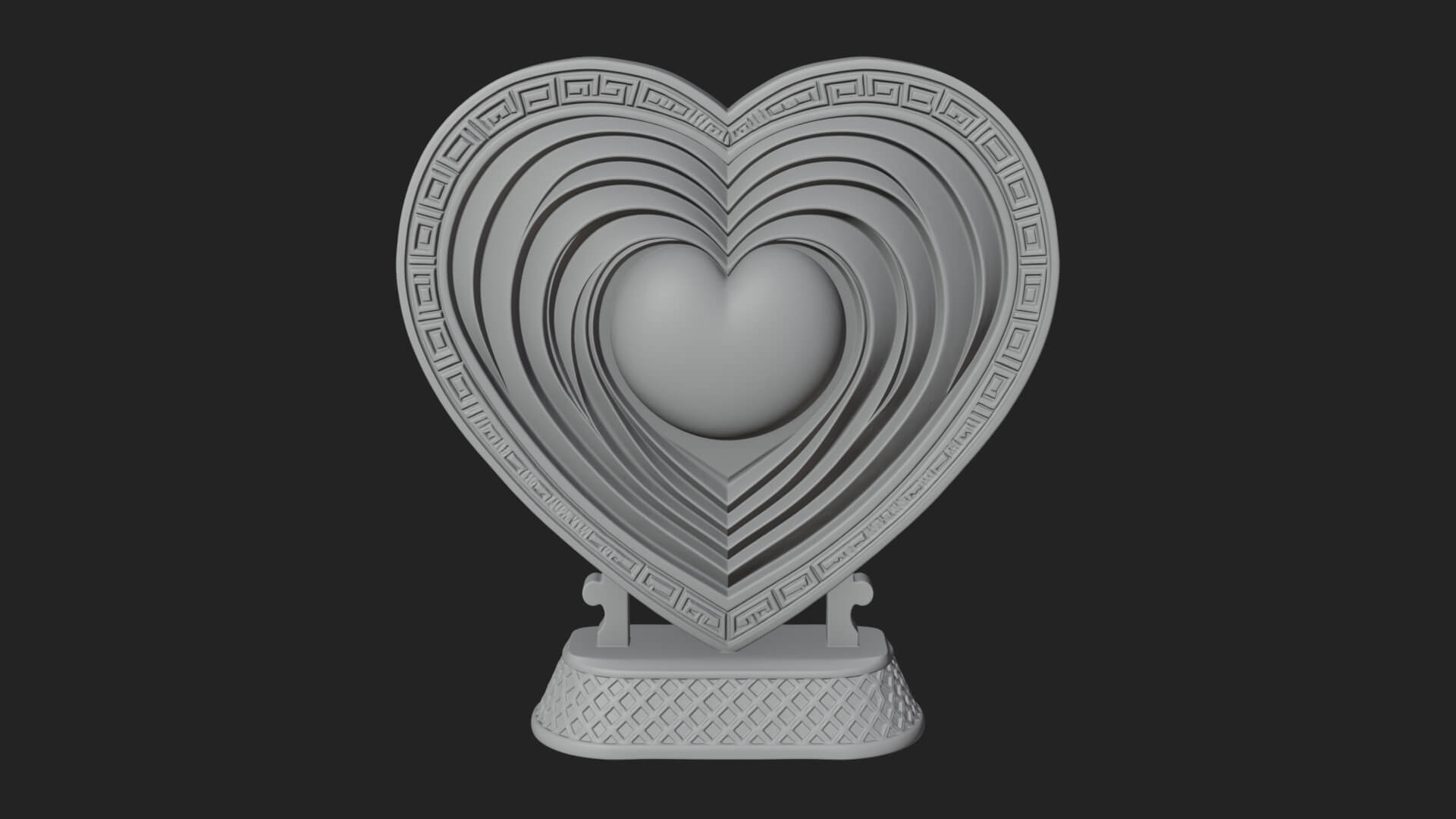Ornate Framed Heart Plaque Design 154 3D Print Model 3D Model