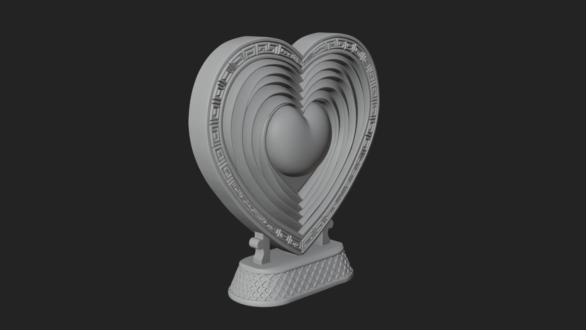 Ornate Framed Heart Plaque Design 154 3D Print Model 3D Model