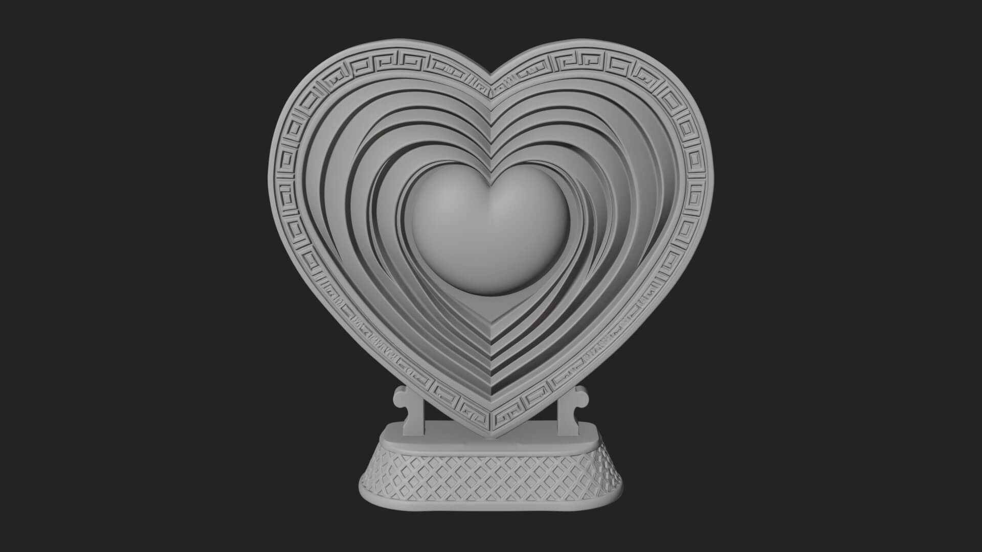 Ornate Framed Heart Plaque Design 154 3D Print Model 3D Model