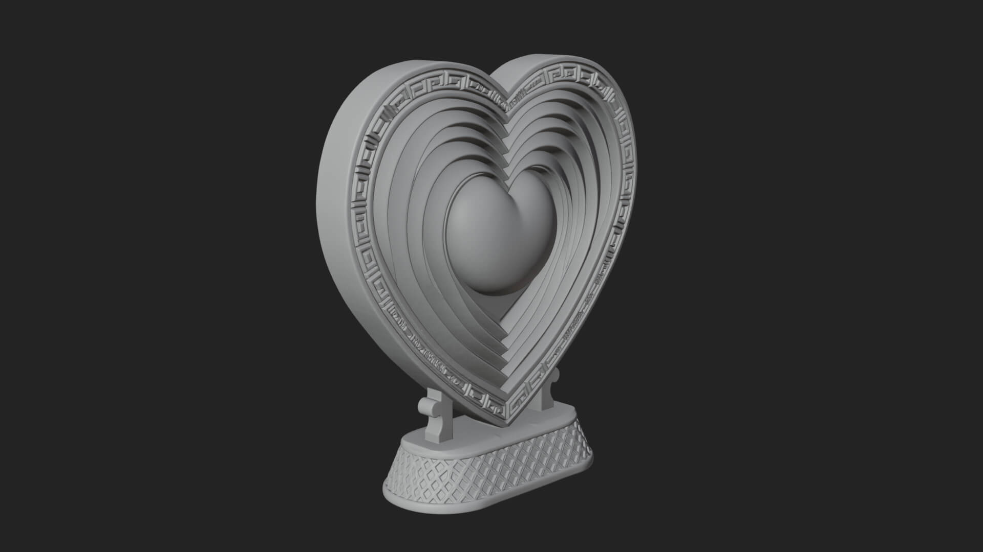 Ornate Framed Heart Plaque Design 154 3D Print Model 3D Model