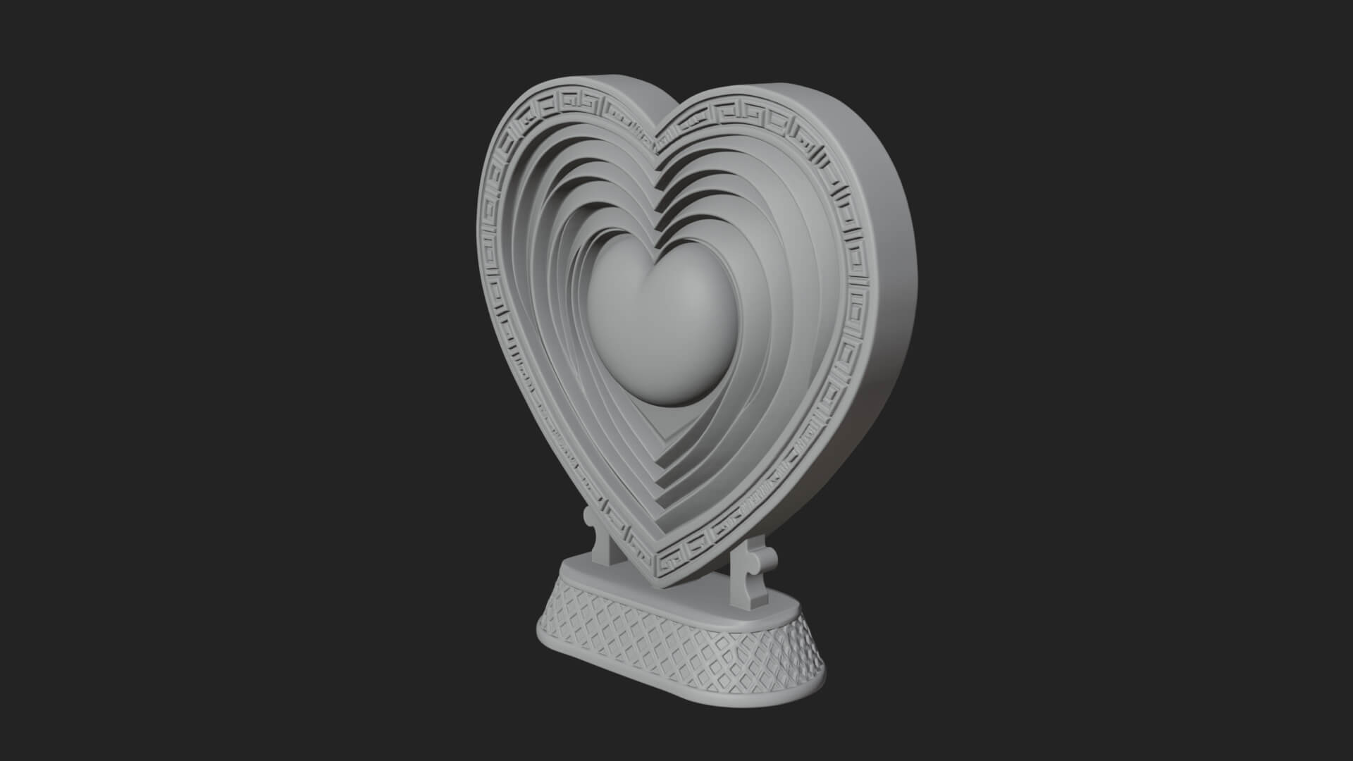 Ornate Framed Heart Plaque Design 154 3D Print Model 3D Model