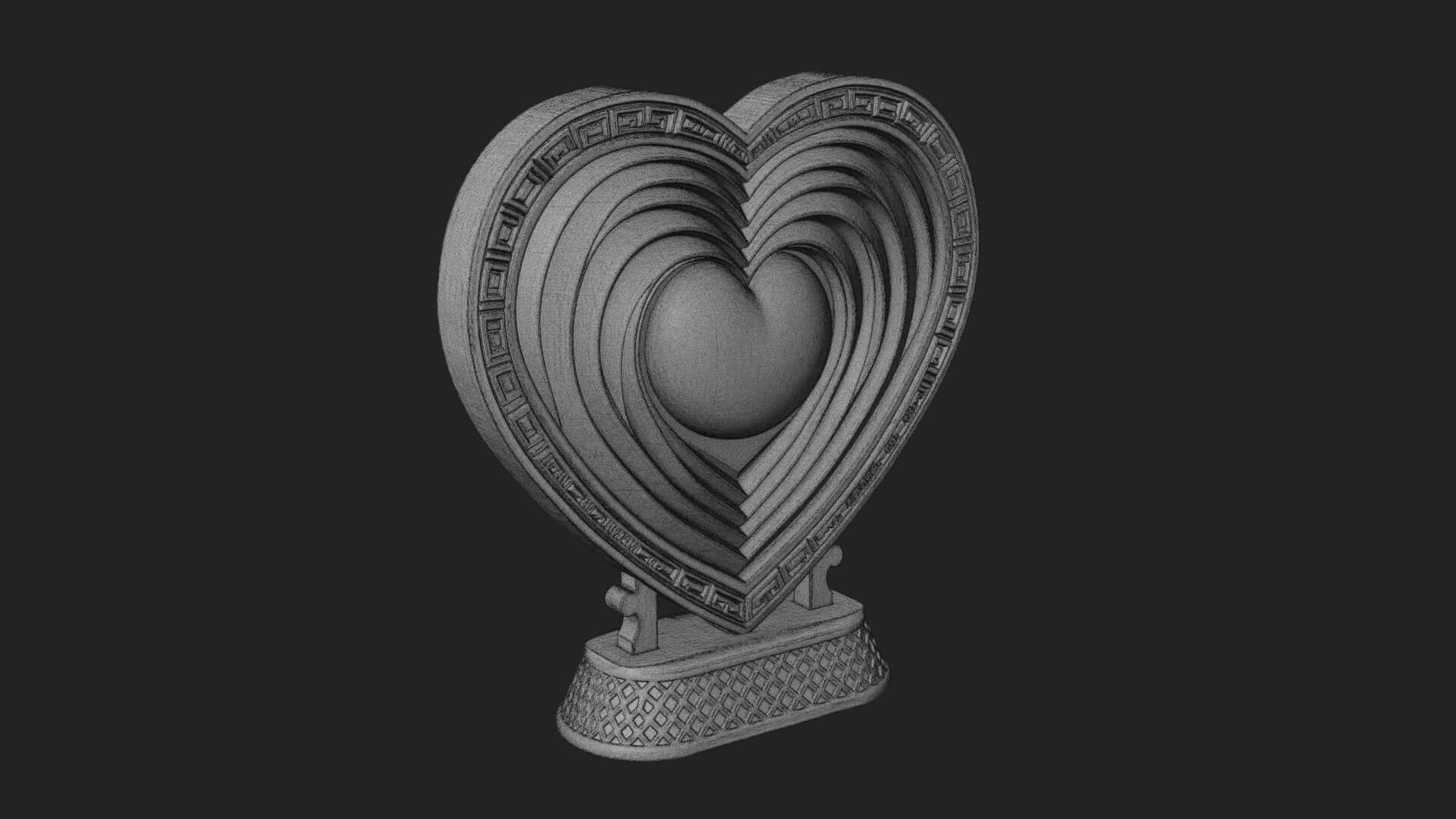 Ornate Framed Heart Plaque Design 154 3D Print Model 3D Model