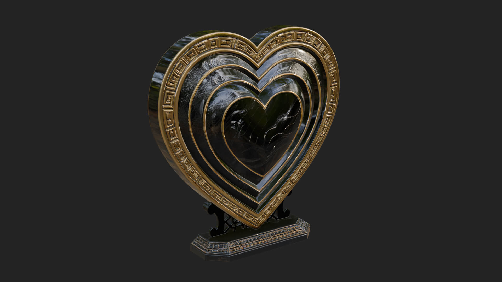 Ornate Framed Heart Plaque Design 155 3D Print Model 3D Model