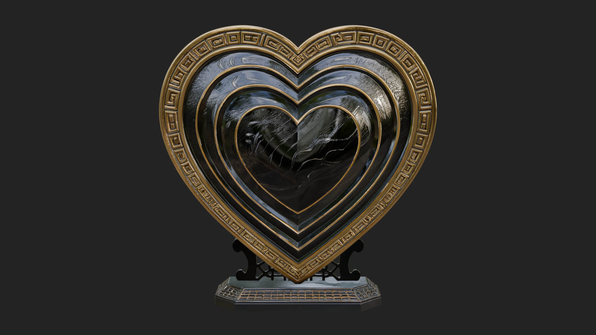 Ornate Framed Heart Plaque Design 155 3D Print Model 3D Model