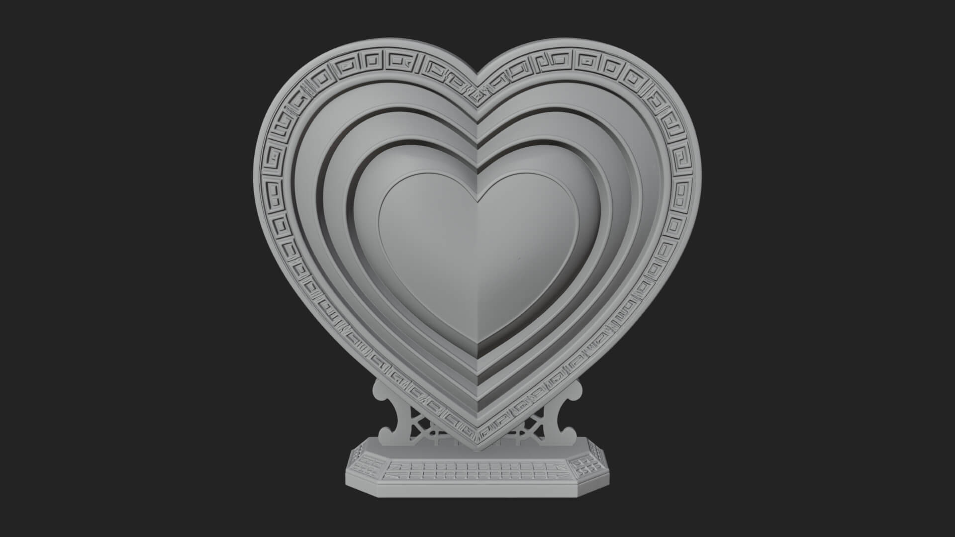 Ornate Framed Heart Plaque Design 155 3D Print Model 3D Model