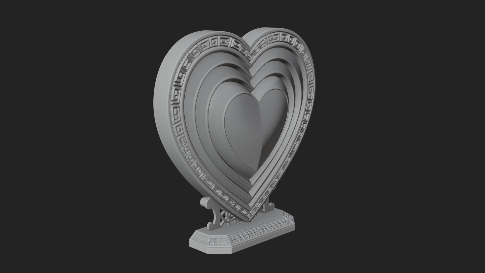 Ornate Framed Heart Plaque Design 155 3D Print Model 3D Model