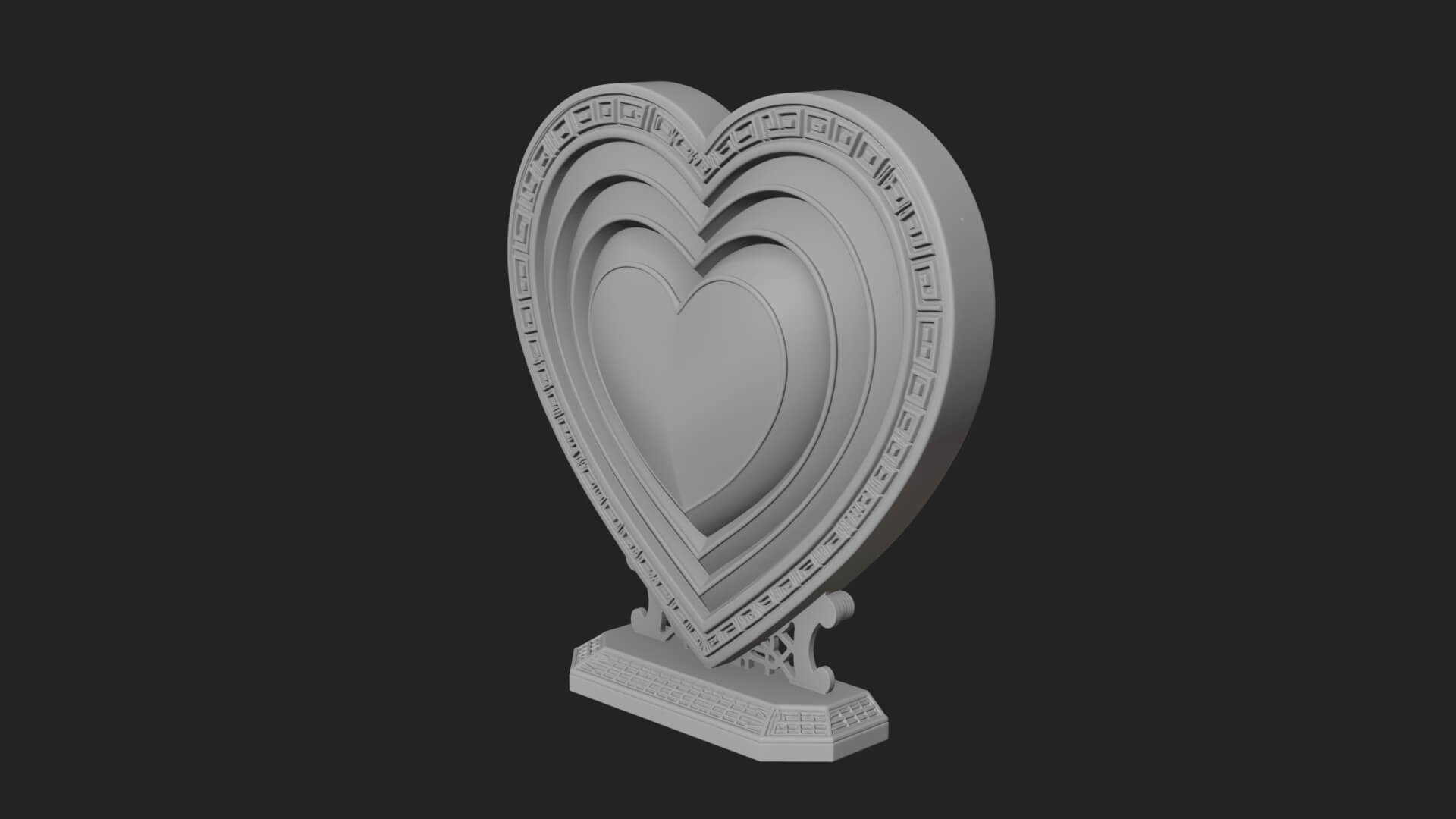 Ornate Framed Heart Plaque Design 155 3D Print Model 3D Model