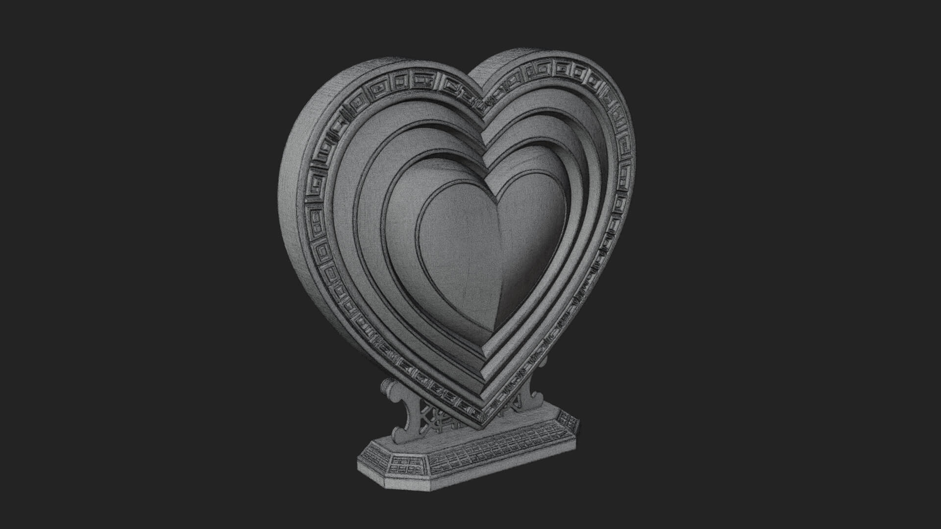 Ornate Framed Heart Plaque Design 155 3D Print Model 3D Model
