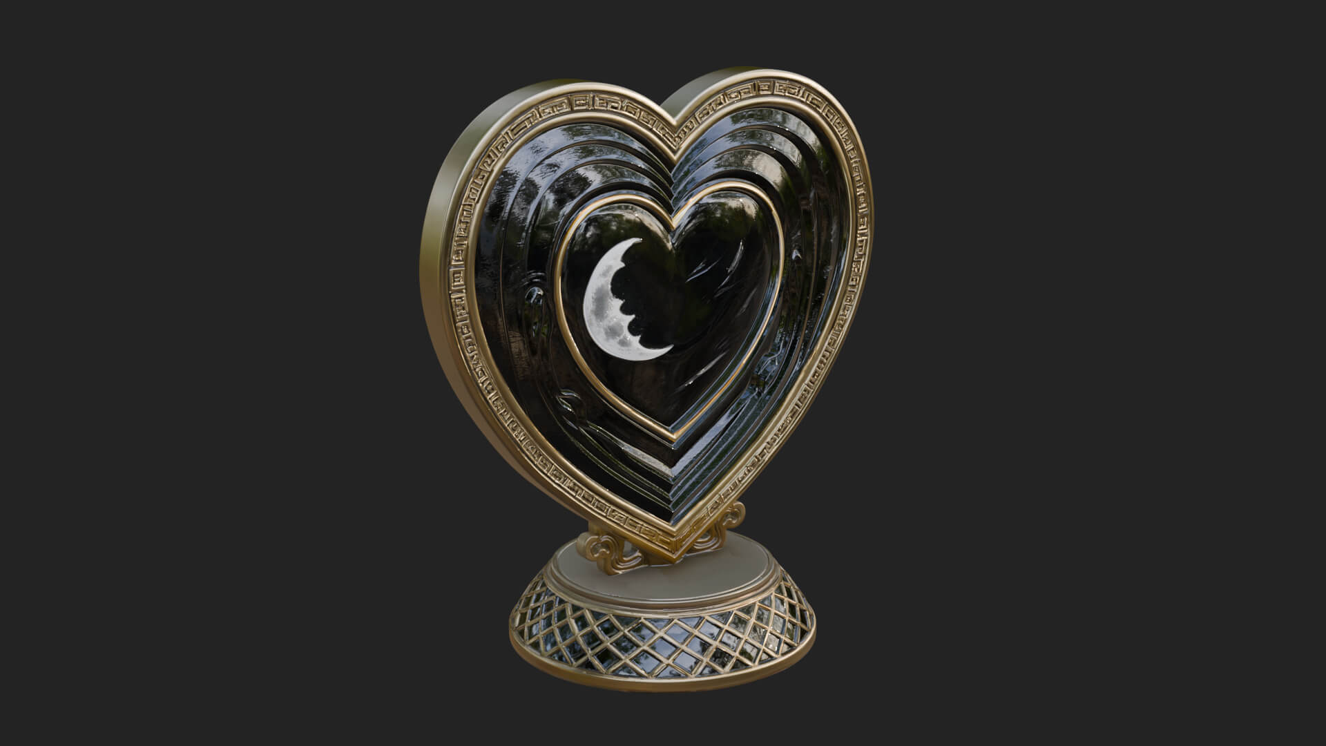 Ornate Framed Heart Plaque Design 156 3D Print Model 3D Model