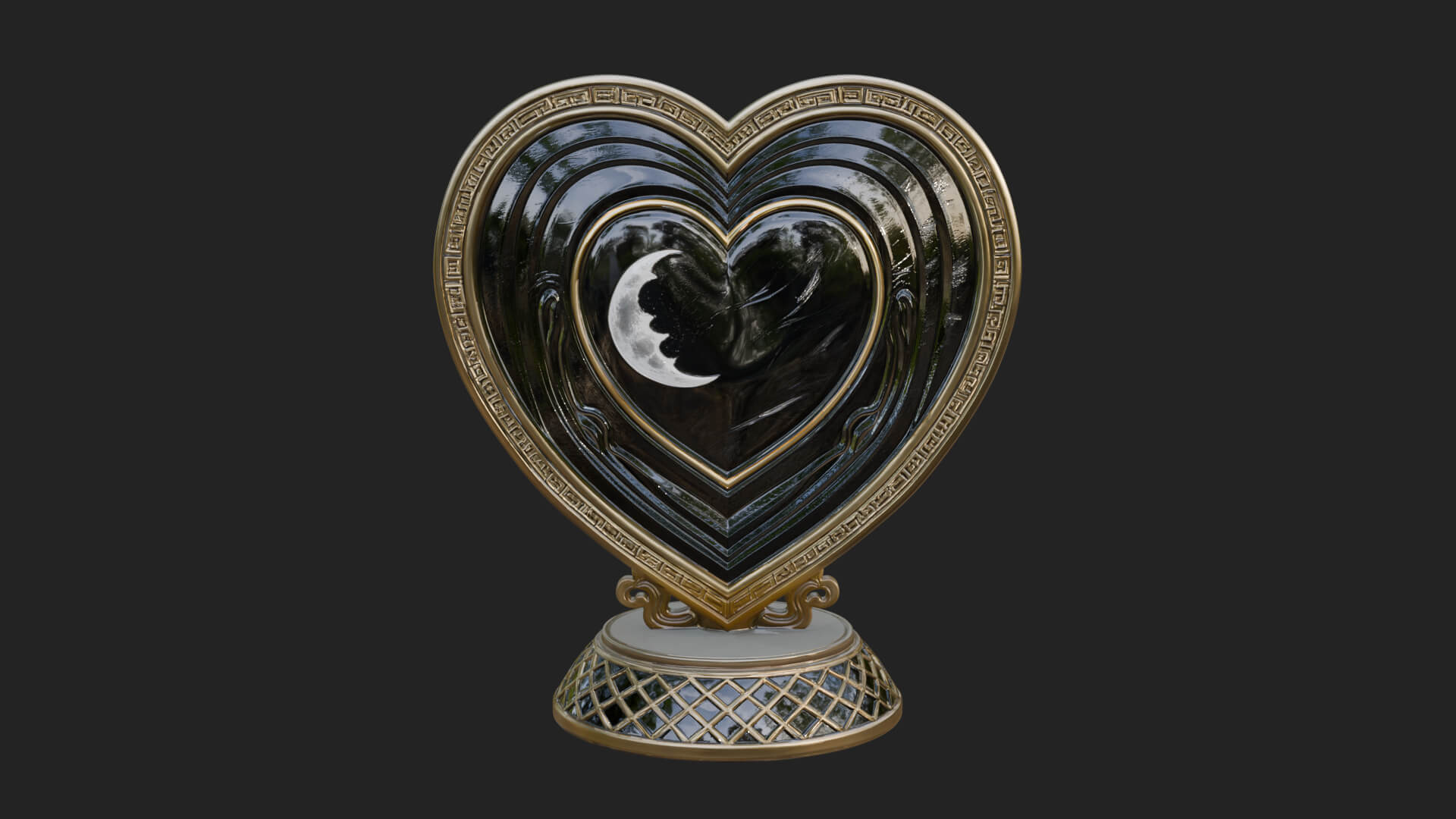 Ornate Framed Heart Plaque Design 156 3D Print Model 3D Model