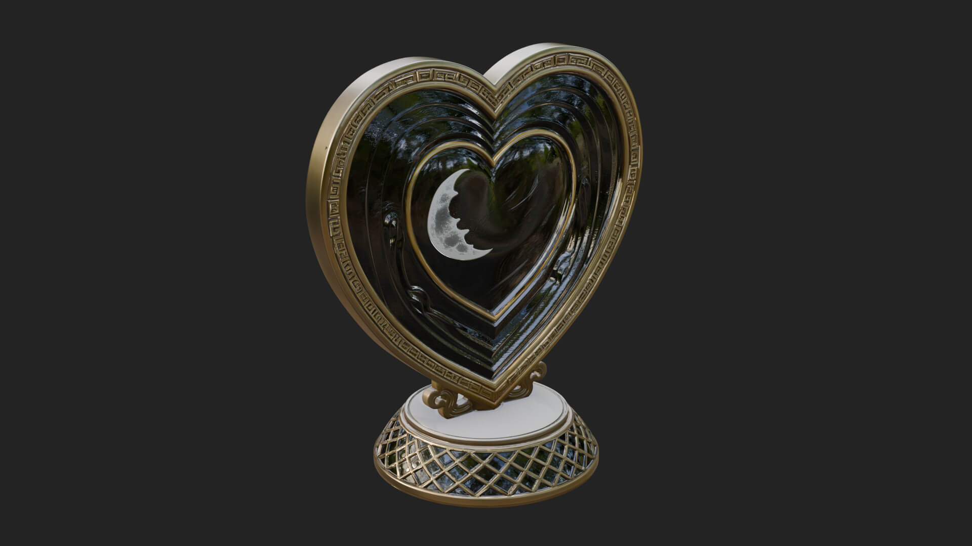 Ornate Framed Heart Plaque Design 156 3D Print Model 3D Model