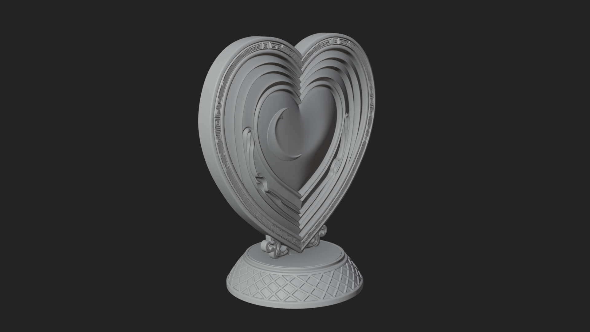 Ornate Framed Heart Plaque Design 156 3D Print Model 3D Model