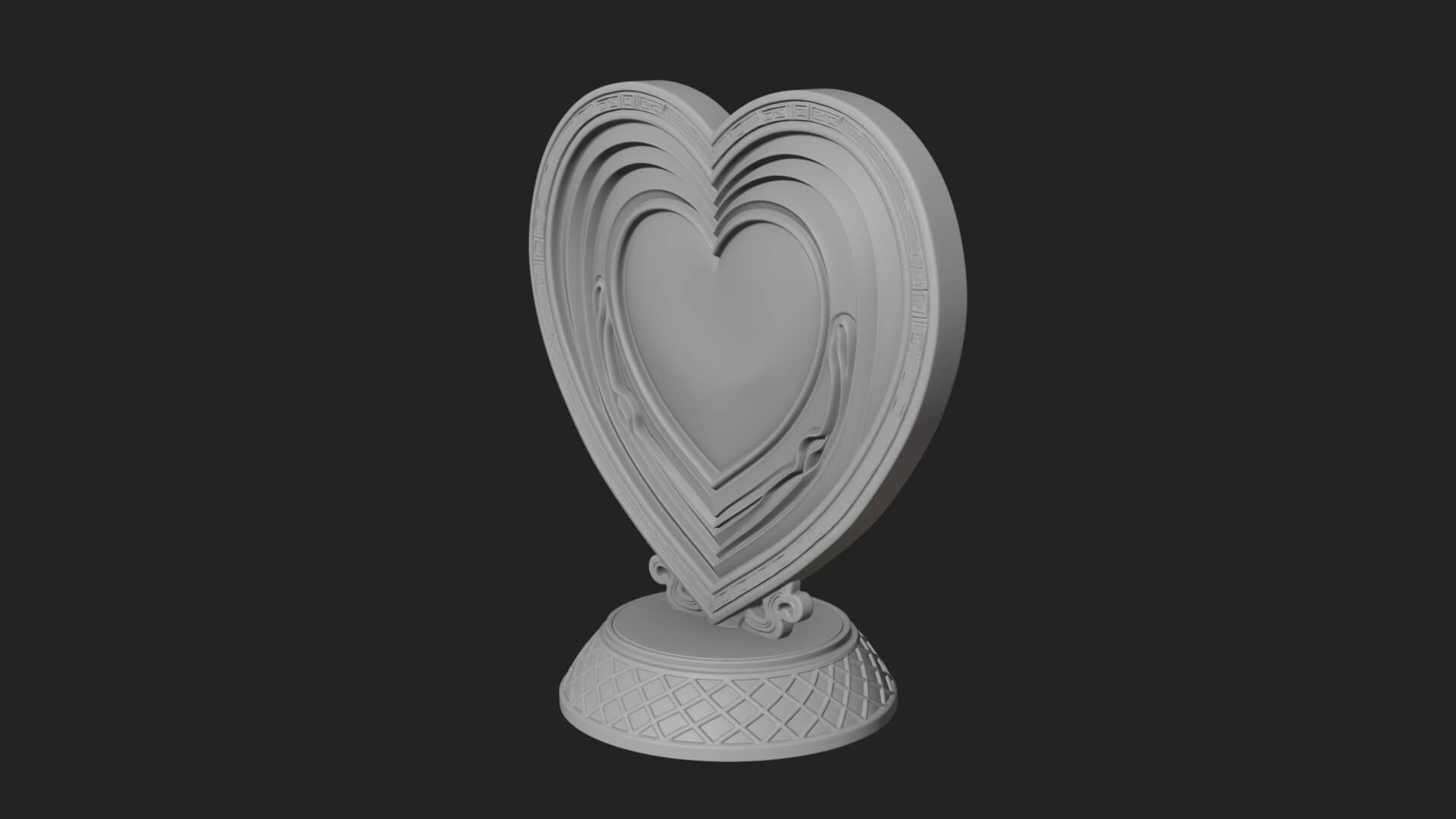 Ornate Framed Heart Plaque Design 156 3D Print Model 3D Model