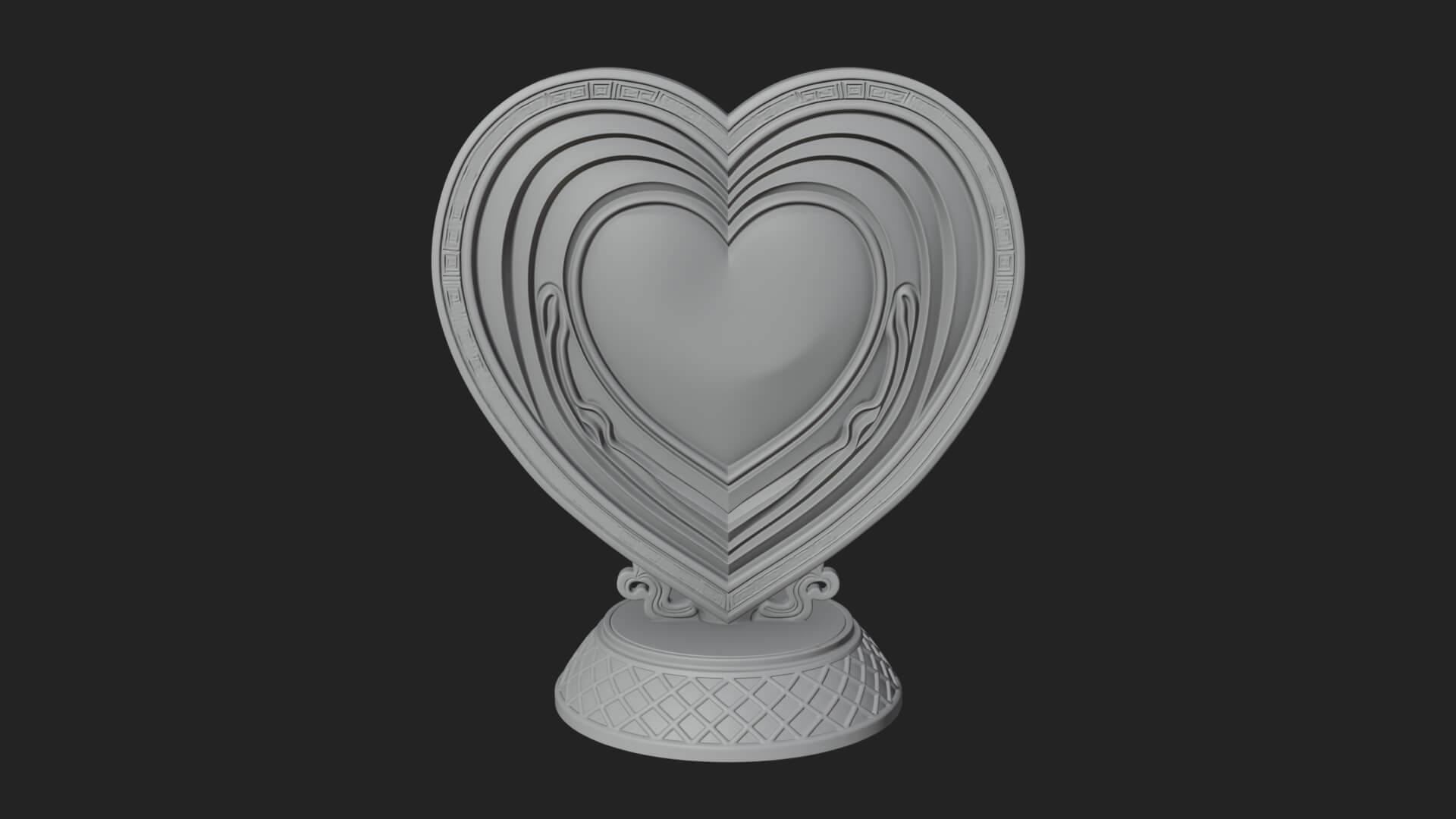 Ornate Framed Heart Plaque Design 156 3D Print Model 3D Model