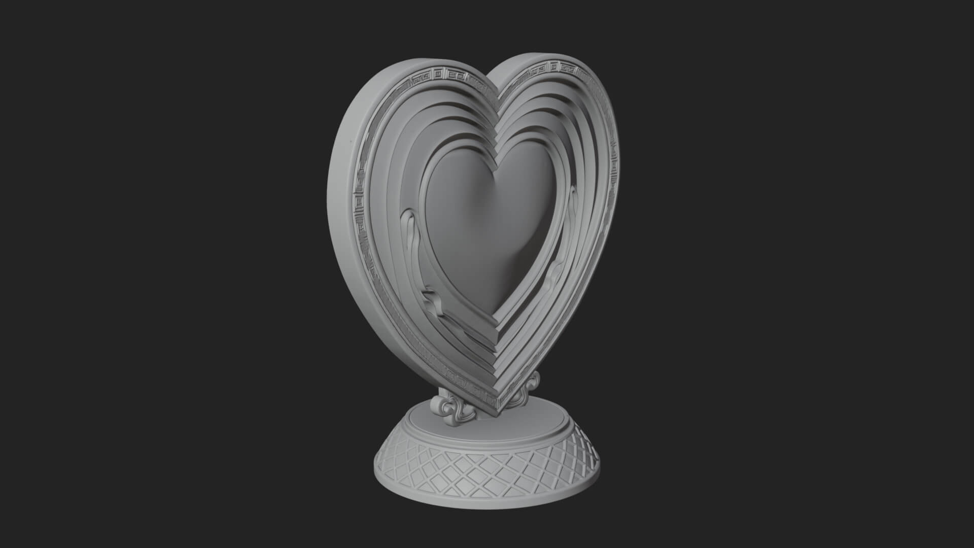 Ornate Framed Heart Plaque Design 156 3D Print Model 3D Model